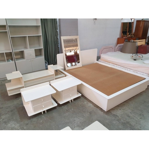 361 - Double Bed with White Finish Surround Together with pair of 2 - Drawer Bedside Units, Dressing Table... 