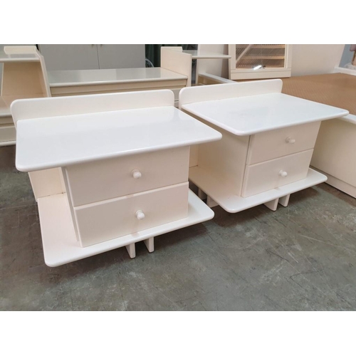 361 - Double Bed with White Finish Surround Together with pair of 2 - Drawer Bedside Units, Dressing Table... 