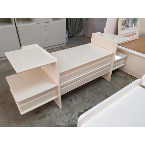 361 - Double Bed with White Finish Surround Together with pair of 2 - Drawer Bedside Units, Dressing Table... 