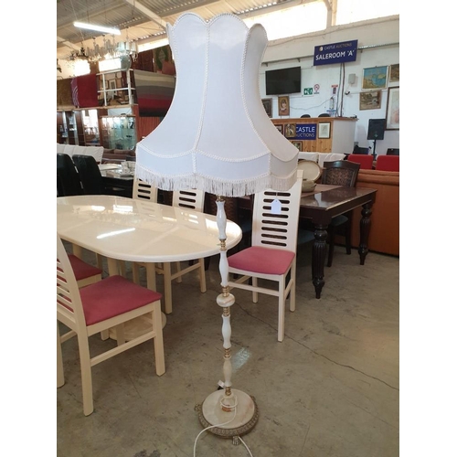 363 - Brass and Onyx Floor Standing Lamp with White Shade