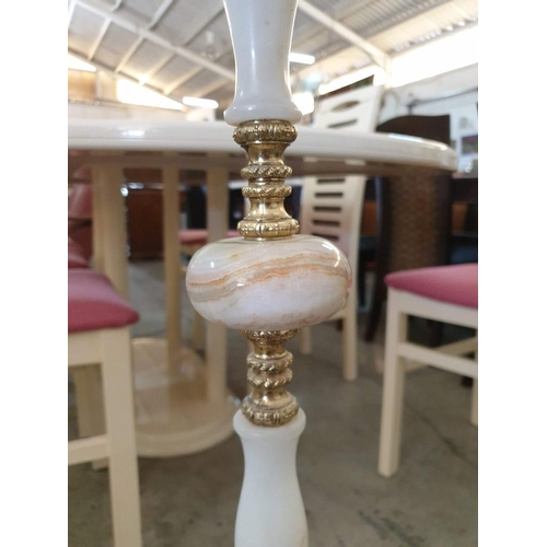 363 - Brass and Onyx Floor Standing Lamp with White Shade