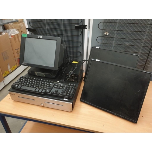 461 - FEC Gladius Touch Pos (Nova 371OSV) with Cash Drawers (No Key) Keyboard & 2 x Nec Multisync LCD Scre... 