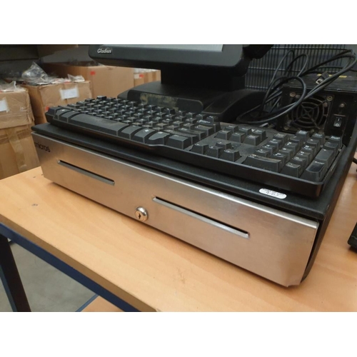 461 - FEC Gladius Touch Pos (Nova 371OSV) with Cash Drawers (No Key) Keyboard & 2 x Nec Multisync LCD Scre... 