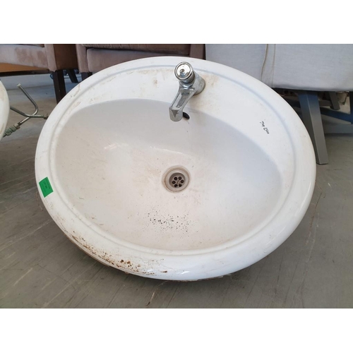 466 - White Ceramic Sink (Inset) with Stainless Steel Tap