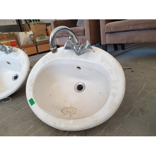 467 - White Ceramic Sink (Inset) with Stainless Steel Tap