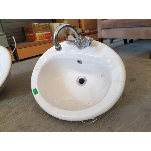 468 - White Ceramic Sink (Inset) with Stainless Steel Tap