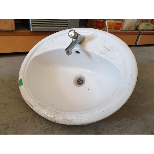 469 - White Ceramic Sink (Inset) with Stainless Steel Tap