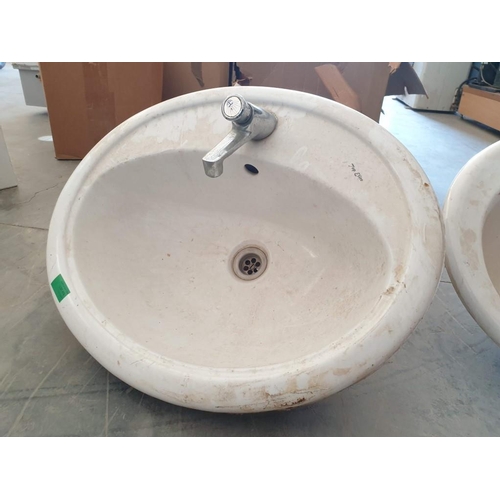 470 - White Ceramic Sink (Inset) with Stainless Steel Tap