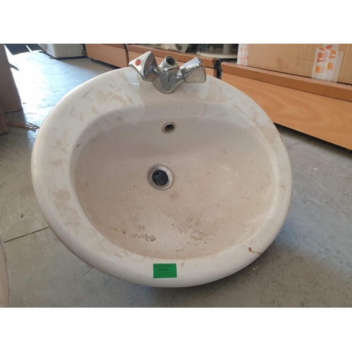 471 - White Ceramic Sink (Inset) with Stainless Steel Tap