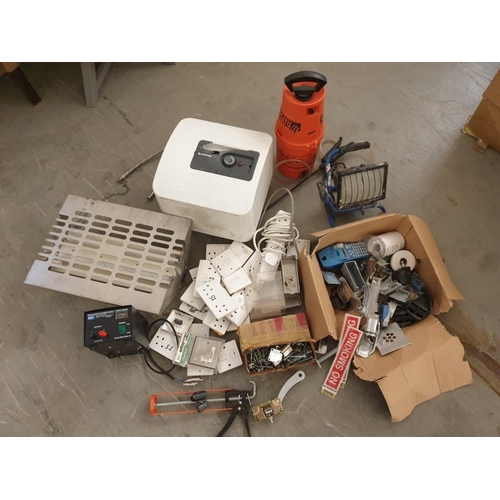 480 - Large Qty of Assorted Items (2 Boxes) inc Ariston Water Boiler, Hanging Light, Garden Pump Sprayer, ... 