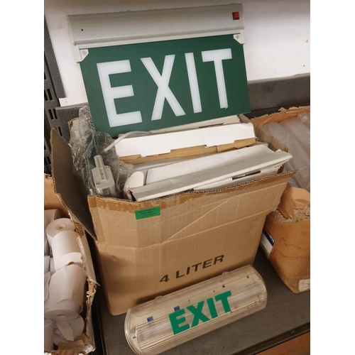 482 - Box with Qty of Emergency Exit Lights / Signs