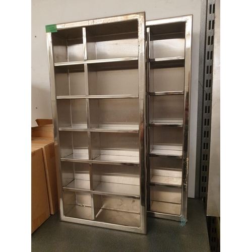 488 - 2 x Stainless Steel Trays with 12 Divided Sections (63cm x 30cm x 9cm) (2)