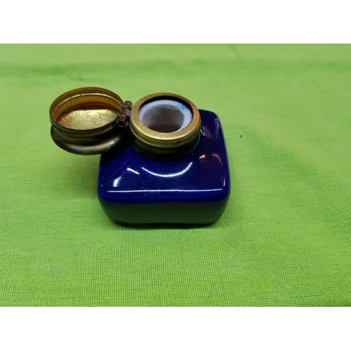 80 - Collection of Vintage Style Inkwell (x3) (2 x Colour Glass and 1 x Ceramic)