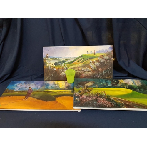 117 - 3 x Prints of Golf and Birds Hobby (50 x 24,5cm each)