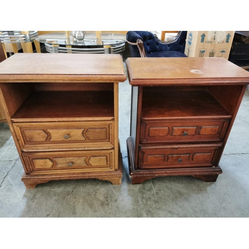 150 - A Pair of Solid Wood Bedside Table Units with 2-Drawers and Open Shelf (W:53cm x D:32.5cm x H:85cm e... 