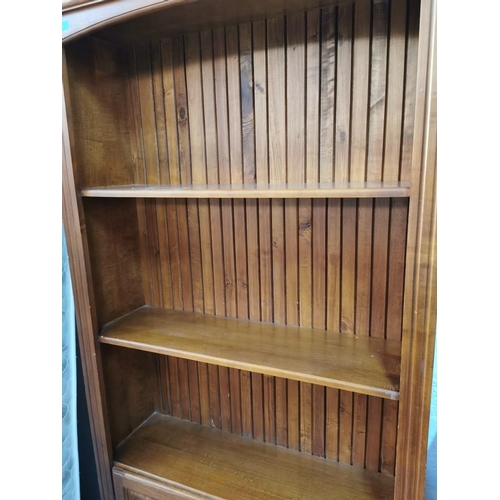 272 - Light Weight - Dark wood Shelving Unit with Lower 2 - Door Cupboard (H:192cm x W:96cm x D:30cm)