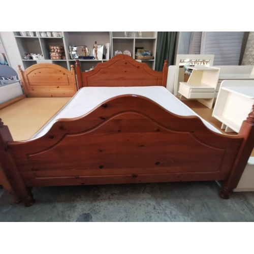 315 - Pine Double Bed with Internal Spring Mattress (208cm x 160cm)