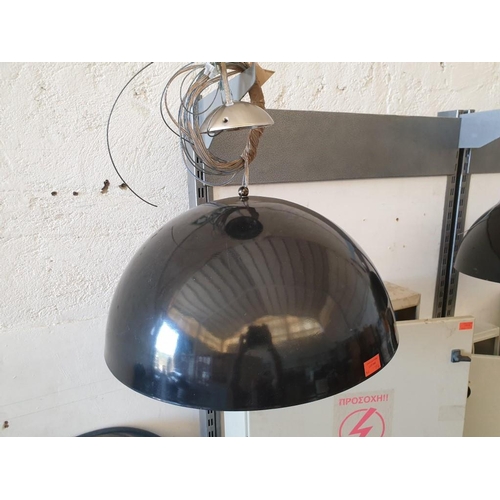 200B - Pair of Modern Black Colour Half Sphere Hanging Lights (2)