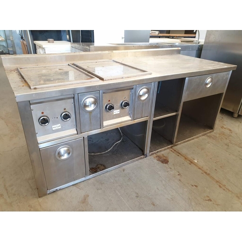 171B - Stainless Steel Counter with Twin / Double Hot Plates, Stainless Steel Drawers, Fat Collection and O... 