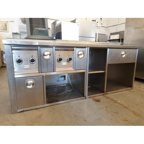 171B - Stainless Steel Counter with Twin / Double Hot Plates, Stainless Steel Drawers, Fat Collection and O... 