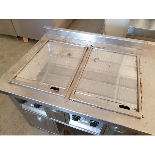 171B - Stainless Steel Counter with Twin / Double Hot Plates, Stainless Steel Drawers, Fat Collection and O... 