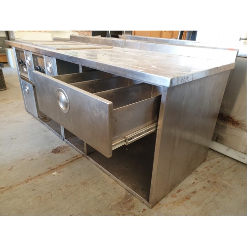 171B - Stainless Steel Counter with Twin / Double Hot Plates, Stainless Steel Drawers, Fat Collection and O... 