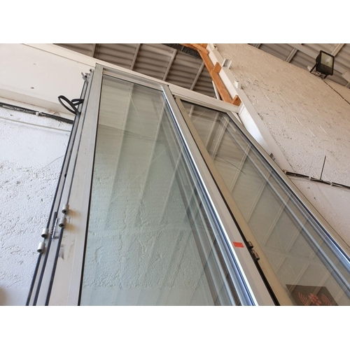 303A - 5 x Aluminium Sealed Unit Double Glazed (Folding) Door Panels, each 341cm x 61cm (NB One has a Broke... 