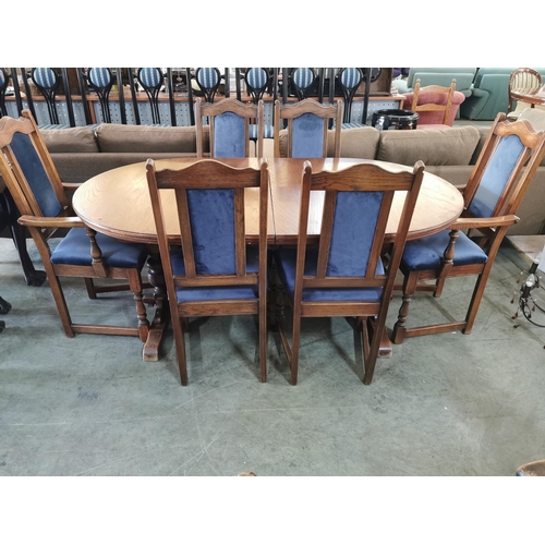 155A - Solid Oak Table Including 4 x Upholstered Chairs plus 2 x Carver's