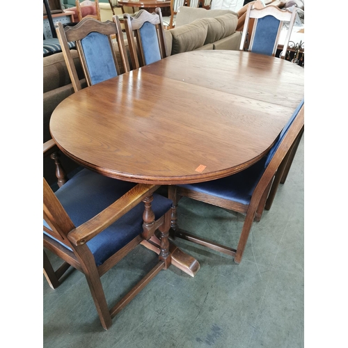 155A - Solid Oak Table Including 4 x Upholstered Chairs plus 2 x Carver's