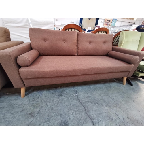 158A - Brown Modern Corner Sofa with Matching 2 - Seater Sofa on Wooden Legs