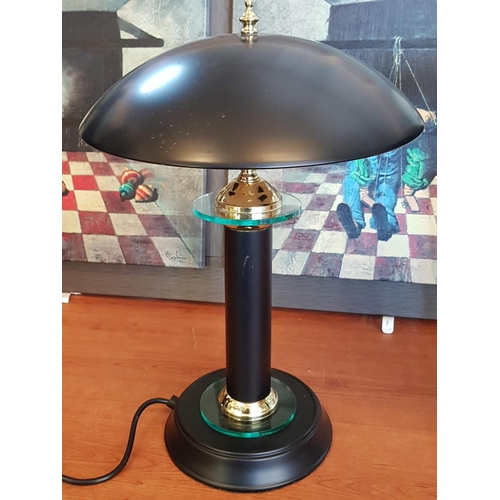 288 - Pair of Metal and Glass Modern Table Lamps (Black / Gold Colour)