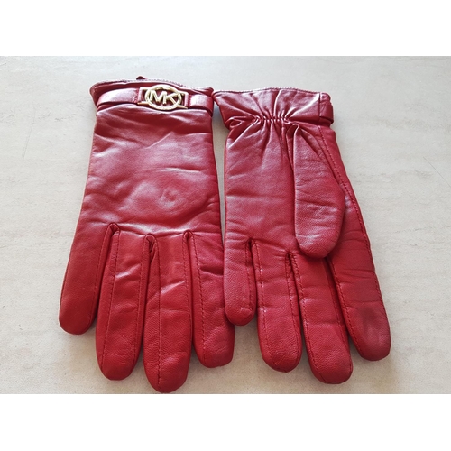 290 - 3 x Pair of Michael Kors Gloves Leather (2 x Black, 1 x Red, Size 7.5)