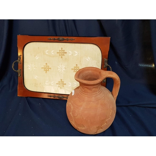 349 - Traditional Mediterranean Tray and pottery Water Jar