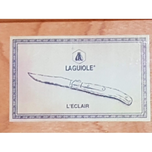 72 - Boxed Set of 6 x Laguidle L'Eclair 440 Fixed Blade Steak Knifes in Wooden Case