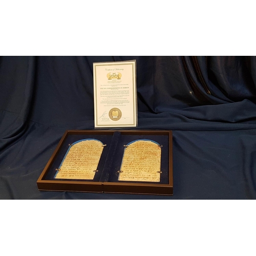 75 - 'Holly Jerusalem Stone', 2 x Stone Tablets (Limestone & Dolomite) Inscribed with the 10 Commandments... 