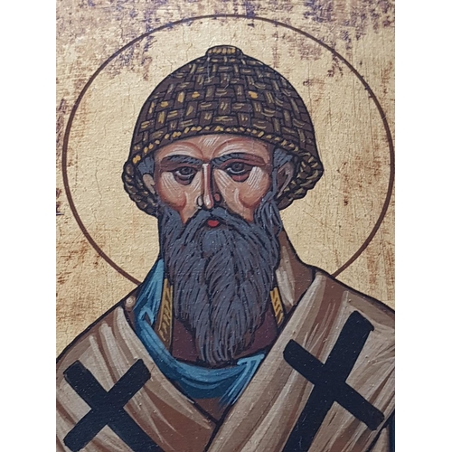 89 - Hand Painted on Wood Icon of St. Spyridonas