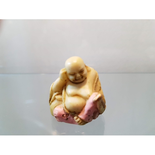 94 - Large Collection of Laughing Buddha, Pair of Bao Ding Iron Ball in Display box and Oriental Mini Fan