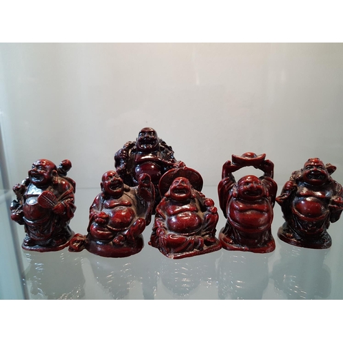 94 - Large Collection of Laughing Buddha, Pair of Bao Ding Iron Ball in Display box and Oriental Mini Fan