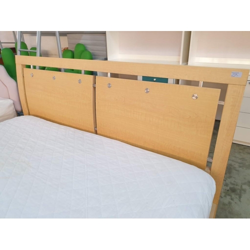 777 - Double Bed with Light Wood Surround and Headboard, Together with Dreamsleep Memory Foam Mattress & C... 