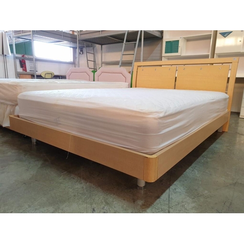 777 - Double Bed with Light Wood Surround and Headboard, Together with Dreamsleep Memory Foam Mattress & C... 