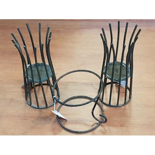 776 - Pair of Metal Candle Holder In -Out Door and Metal Plant Holder