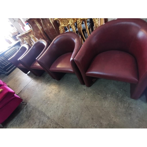 198B - Set of 4 x Deep Red Leatherette Chairs