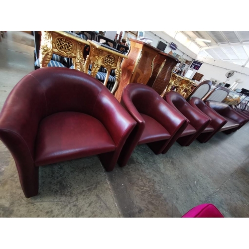 198B - Set of 4 x Deep Red Leatherette Chairs