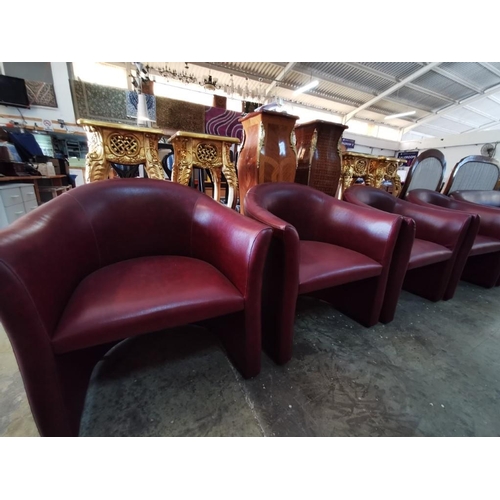 198B - Set of 4 x Deep Red Leatherette Chairs