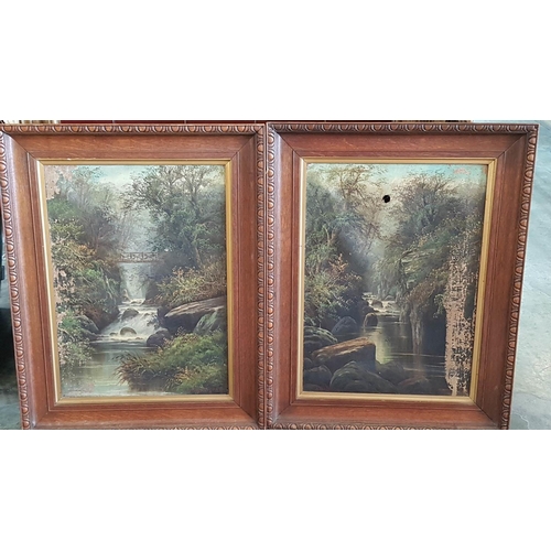 40A - Pair of Old Painting in Beautiful Wooden Old Frame (One with Large Whole) (57,5cm x 73cm with Frame)