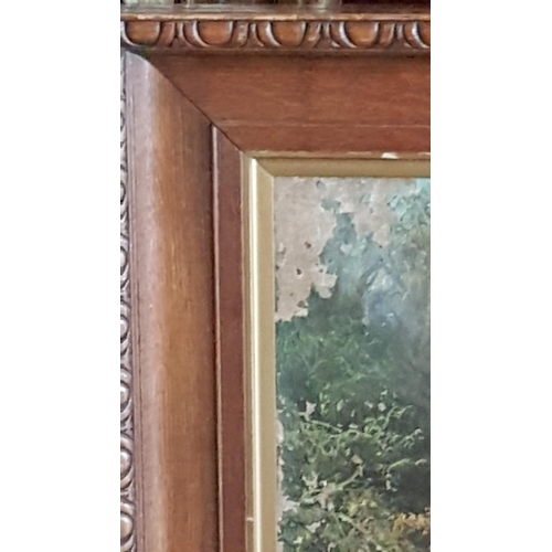 40A - Pair of Old Painting in Beautiful Wooden Old Frame (One with Large Whole) (57,5cm x 73cm with Frame)