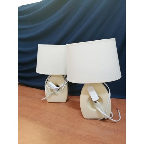 66B - Pair of Matching Lamps with Beige Shades