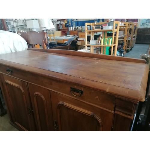 66A - Antique Pitch Pine Sideboard with 1 - Drawer and 2 - Cupboards (L:141cm x W:51cm x H:91cm)