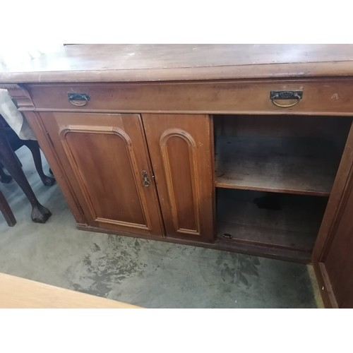 66A - Antique Pitch Pine Sideboard with 1 - Drawer and 2 - Cupboards (L:141cm x W:51cm x H:91cm)