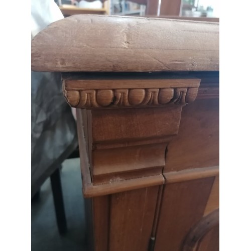 66A - Antique Pitch Pine Sideboard with 1 - Drawer and 2 - Cupboards (L:141cm x W:51cm x H:91cm)